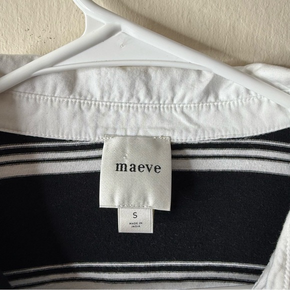 Anthropologie Maeve Black White It Girl Embellished Polo Top - Picture 4 of 7